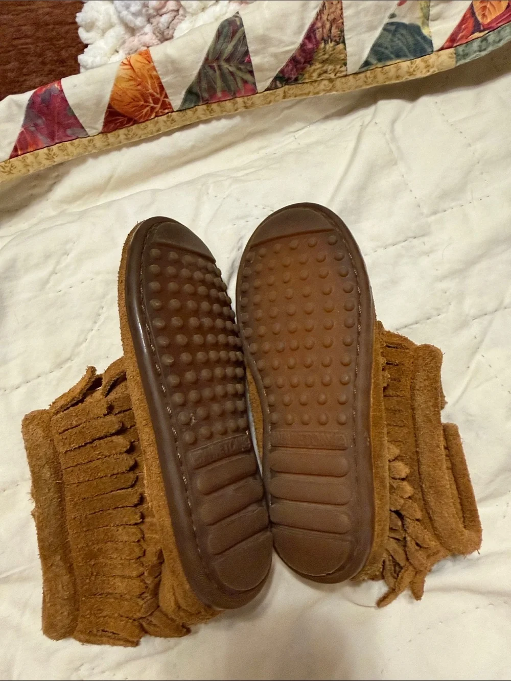 Child's Suede Fringe Moccasin Booties - Brown